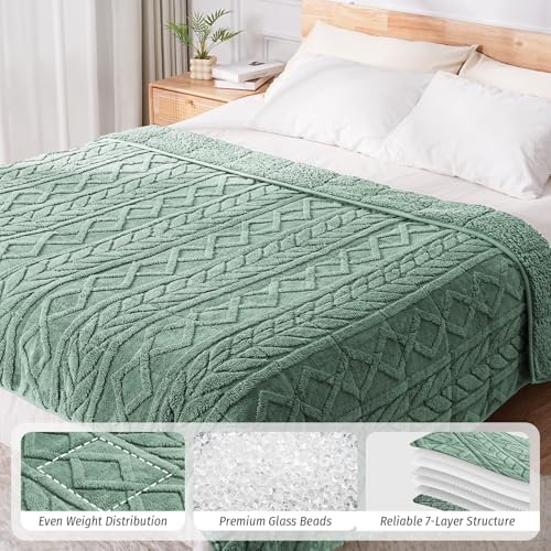 Wemore Soft Weighted Blanket for Adults 60" x 80" 20 lbs Queen Sage Green - Image 3