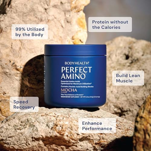 BodyHealth PerfectAmino Powder - BCAA and EAA Powder for Pre and Post Workout - Amino Acid Energy Drink for Men and Women to Support Lean Muscle and Recovery - Mocha - 60 Servings - Image 3
