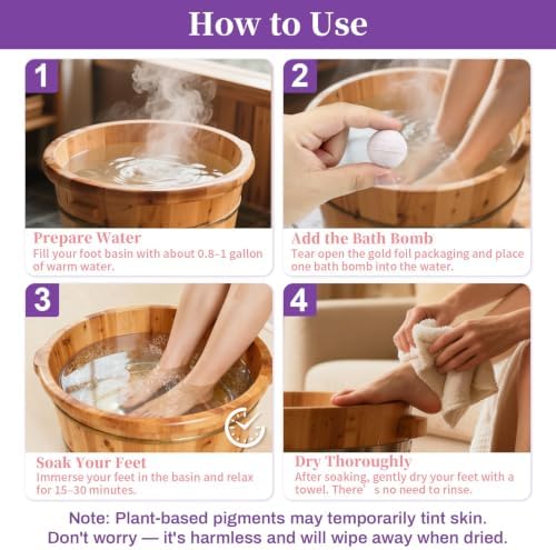 24PCS Foot Bath Bombs - Rose Lavender Aromatherapy Foot Bath Soak - Image 4