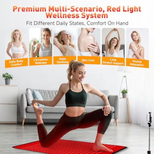 BENBER Red Light Therapy Mat for Body, 660nm & 850nm Infrared Light Therapy Pad, Wearable Wrap with Timer Remote Control for Back Waist Belly, Premium TPU, 60W High-Power, 41.7" x 23.6" - Image 2