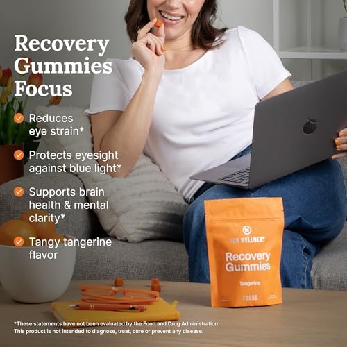 For Wellness Recovery Gummies | Tangerine Eye & Brain Support Supplements with Lutemax 2020®, Lutein, Zeaxanthin, Vitamin A & Cordyceps for Vision, Memory & Stress Support | Vegan, Non-GMO, 90 Count - Image 2
