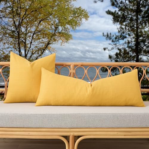 Kevin Textile Outdoor Waterproof 14”x36” Pillow Cover 1 Pack, Yellow - Image 4