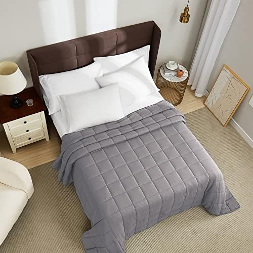 L'AGRATY King Size Weighted Blanket for Adults 20lbs, 88"x104" Cooling Heavy Blanket Microfiber Breathable Big Weighted Throw Blanket for Couple Summer Fall Winter, Light Grey - Image 2