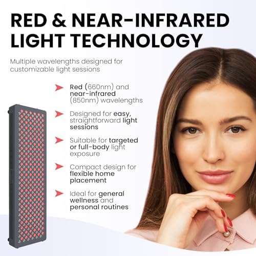 Hooga HG300 Red Light Therapy Panel, 660nm Red & 850nm Near-Infrared Light, 60 LEDs, Built-in Timer, Adjustable Stand for Home Wellness - Image 4