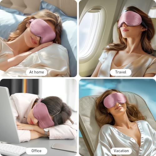 LitBear 100% 22 Momme Mulberry Silk Sleep Mask - 3D Contoured, Bean Pink - Image 6