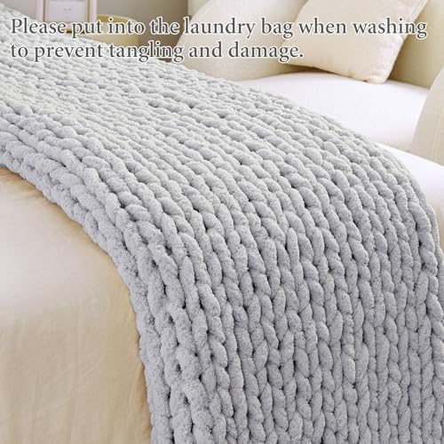 Chunky Knit Blanket Throw for Couch, 51"x63" Chunky Yarn Knitted Blankets - Image 6