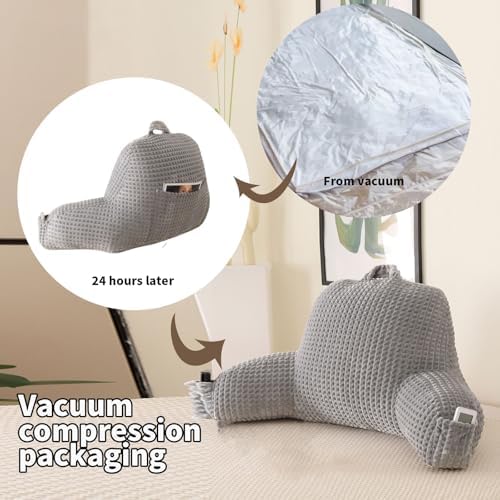 Reading Pillow with Arms for Sitting in Bed,Backrest,Gray Flannel,M - Image 4