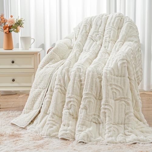 Wemore Soft Weighted Blanket for Adults 80" x 87" 20 lbs King Size Cream by WemoreDirect