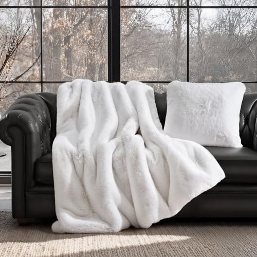 EVERGRACEHOME Faux Chinchilla Fur Throw Blanket, 50"x60", Snow Mink - Image 5