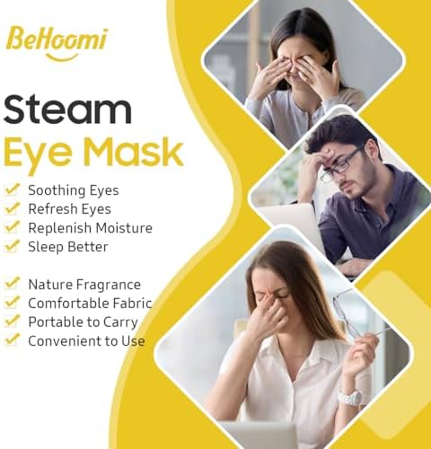 BeHoomi Steam Eye Mask, 10Packs Heated Eye Mask, Self Heating Disposable SPA Warm Compress for Eyes Sleep Mask, Travel Essentials & Relaxation Gifts for Women (Chamomile Scent) - Image 3