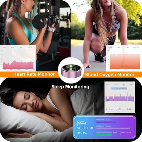 Smart Ring for Women & Men, Health Tracker Ring with Heart Rate, Blood Oxygen,Blood Pressure, IP68 Waterproof Fitness Ring, Sleep Tracker for iPhone and Android, No APP Fee - Image 3