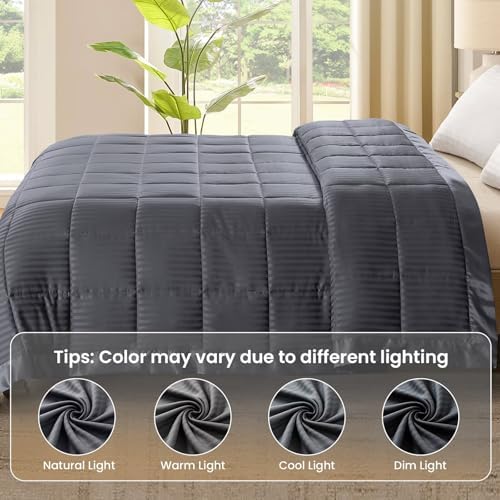 downluxe Queen Size Blanket with Satin Trim, Lightweight Down Alternative Blankets Queen Size for All Season, Machine Washable (Grey, 90x90 Inch) - Image 6