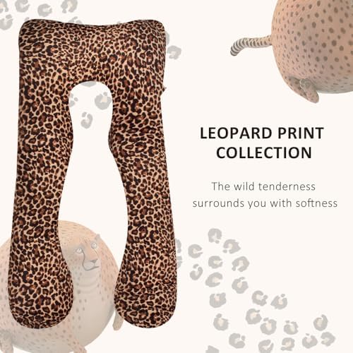 Chilling Home Pregnancy Pillows, U Shaped Maternity Pillow for Pregnant Women with Velvet Removable Cover, 55 inch Pregnancy Pillows for Sleeping, Body Pillows for Adults Full Support, Leopard Print - Image 6