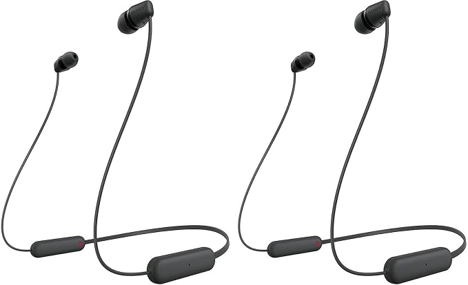 Sony WI-C100 Wireless in-Ear Bluetooth Headphones with Built-in Microphone,Black,(Pack of 2) by Unknown