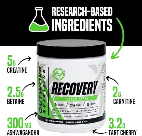 Outwork Nutrition Post Workout Recovery Powder - Creatine Monohydrate, KSM-66 Ashwagandha & Tart Cherry - Speeds Recovery, Eases Soreness - Creatine Powder for Men & Women, Green Apple, 240 Gr - Image 3