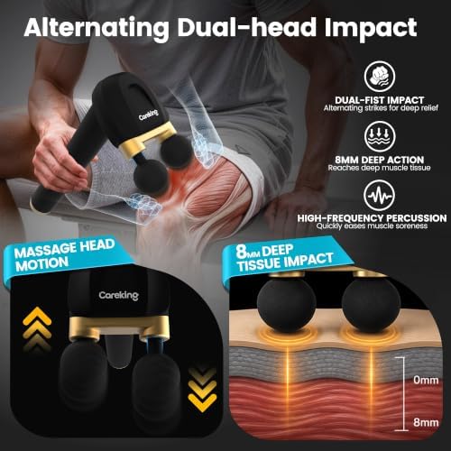 3-in-1 Massage Gun with Detachable Long Handle, Dual-Head Back Massager - Image 4