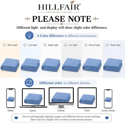 HILLFAIR 100% Combed Cotton Blanket– California King Size Bed Blanket – Warm Soft All Season Breathable Blankets – 102 x 108 inch Extra Large Oversized California King Cotton Blankets for Bed- Blue - Image 6