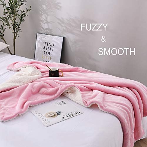 NANPIPER Flannel Blanket Reversible Sherpa Throw Blanket Super Soft Fuzzy Plush Microfiber for Fur Baby/Gift Lightweight(50"x60",Pink) - Image 6