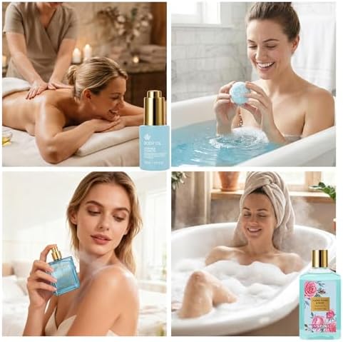 Gifts for Women, 32 Pcs Ylang & Rose Bath & Body Gifts Basket for Women - Image 5