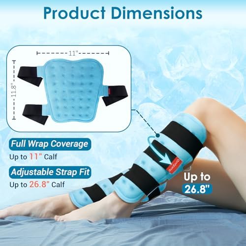 Comfytemp Calf Shin Splint Ice Packs for Injury Reusable Gel Leg Elbow Wrap - Image 4