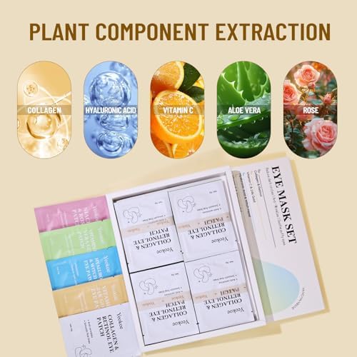 Yeokoe Under Eye Patches for Dark Circles,Eye Mask for Puffy Eyes With Collagen,Retinol,Vitmin C,Hyaluronic Acid and Niacinamide Face Masks Skincare Spa Gifts for Woman 20Pairs - Image 3