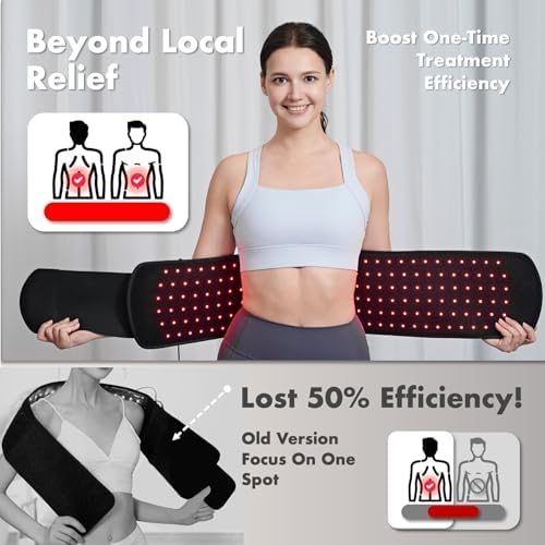 ALLOLO Red Light Therapy for Body, 3 in 1 LEDs Red Light Therapy Belt with Timer Remote Control, 660nm 850nm Infrared Light Therapy Pad for Body Waist Shoulder Knee, 39" x 7.7" Large Area - Image 4
