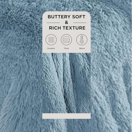 Bedsure Faux Fur Fluffy Sherpa Throw Blanket Couch Twin Blue 60"x80" - Image 2