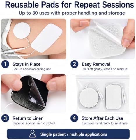 TENS Unit Electrode Pads, 30 Pcs Multi-Size Reusable Muscle Stimulator Pads - Image 7