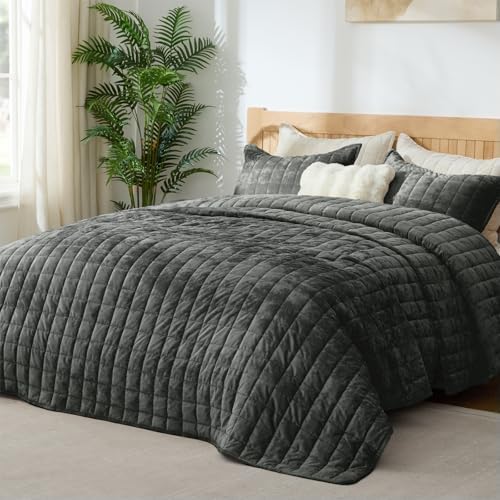 BEDELITE Velvet Quilt Set Queen Size, Luxury Velvet Comforter Bedding - Image 2