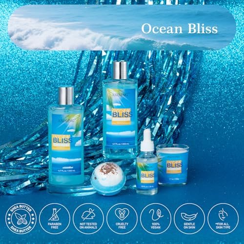 Gift Baskets for Women Spa Gift Baskets for Men Bath and Body Gift Set for Her, Ocean Bliss scents Lotion Spa Gifts for Women Bath Gift for Her or Him Body care gifts Home Spa Kit BathTub - Image 5