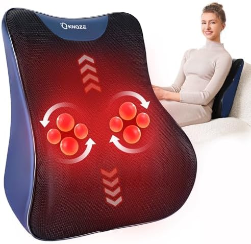 KNQZE Back Massager for Pain Relief Deep Tissue, Shiatsu Walking Massage with Heat for Neck, Shoulder, Leg, Rolling Lower Back Massager for Chair with 3 Intensities, Gifts for Men Women Mom Dad by KNQZE
