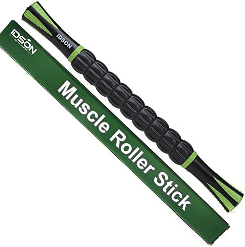 Idson Muscle Roller Stick for Athletes- Body Massage Sticks Tools Massager for Relief Muscle Soreness,Cramping and Tightness,Help Legs and Back Recovery,Black Green by IDSON