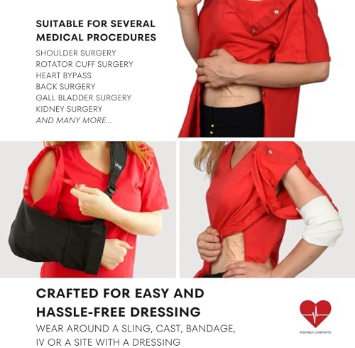 Inspired Comforts Unisex Post Surgery & Rehab V Neck Dual Access Snap Shirt - Image 4
