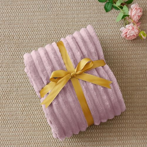BEDELITE Ribbed Twin Blanket for Couch & Bed, Berry Purple, 60"x80" - Image 2