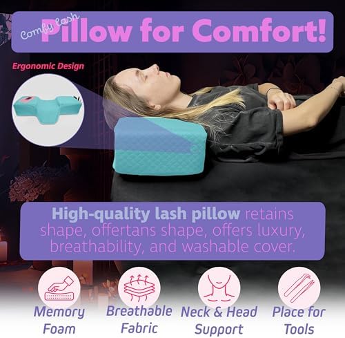 Lash Pillow, Memory Foam Eyelash Pillow for Lash Beds, Blue - Image 2
