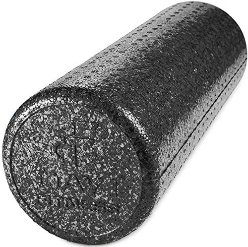 High Density Muscle Foam Rollers by Day 1 Fitness - Sports Massage Rollers for Stretching, Physical Therapy, Deep Tissue, Myofascial Release - Ideal for Exercise and Pain Relief - Solid Black, 18" by Day+1+Fitness