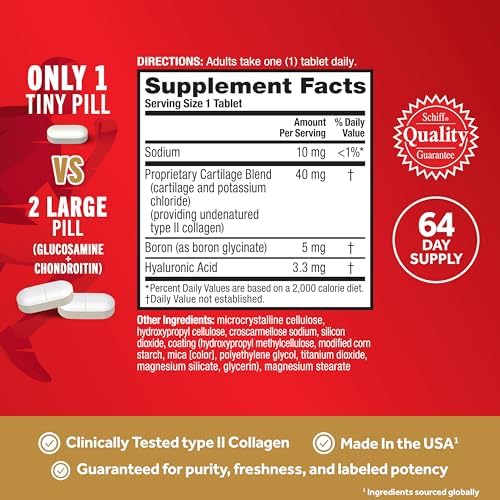 Move Free Ultra Triple Action Joint Support Supplement - Type II Collagen Boron & Hyaluronic Acid - Supports Joint Comfort, Cartiliage & Bones in 1 Tiny Pill Per Day, 64 Tablets (64 servings)* - Image 4