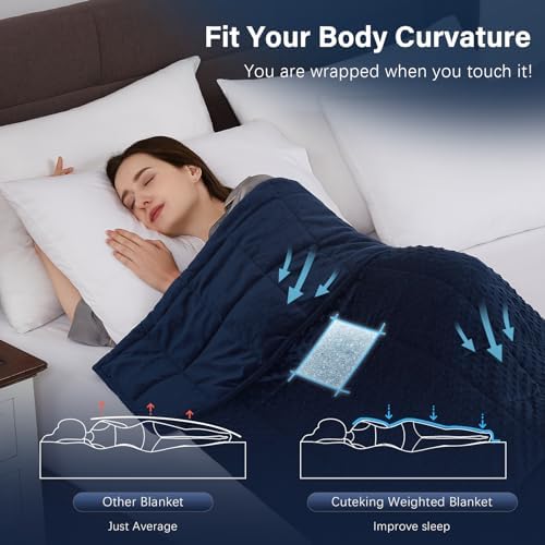 CuteKing Weighted Blanket - Weighted Blanket with Premium Glass Beads - Heavy Blanket Crystal Velvet for Comfort Sleep - Thick Blanket All Season (12lbs, 48"x72", Blue Bubble) - Image 7