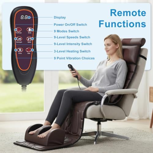Moclever Foot Massager Machine with Heat – Shiatsu Foot and Calf Massager for Circulation & Pain Relief, Deep Kneading Massage Roller, 3 Modes & Intensities, Remote Control, Gifts for Men & Women - Image 3