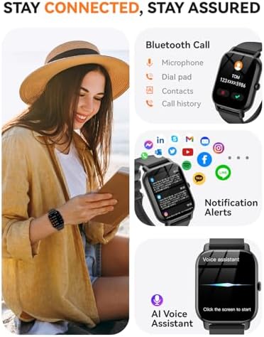 Smart Watches for Men Women, Fitness Tracker with Activity Counter/Sleep Monitor, IP68 Waterproof Smart Watch for Android iPhone iOS Compatible (Jet Black, 1.83) - Image 2