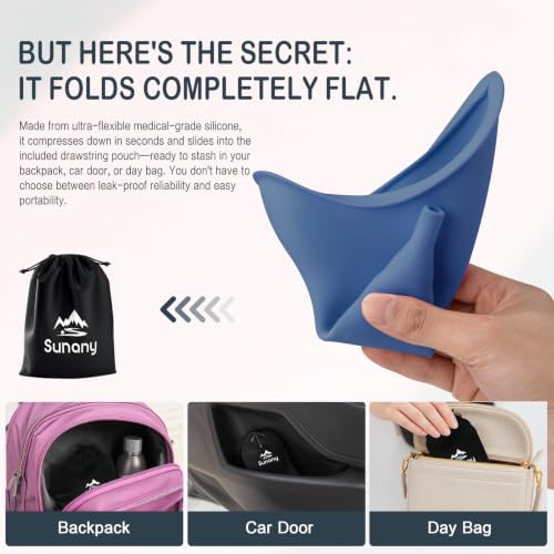 Female Urination Device, Reusable Female Urinal Silicone Women Pee Funnel | Women to Pee Standing Up, The Perfect Companion for Camping,Travel travel outdoor, folds compact, easy rinse - Image 3