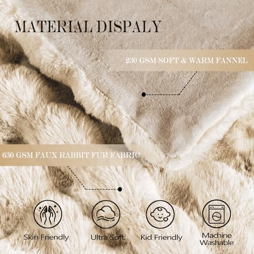 Latepis Soft Luxury Faux Fur Bubble Blanket, Thick Warm Cozy Twin Blankets for Couch, Plush Fluffy Blankets for Sofa and Bedroom, Fuzzy Blanket for Women Gift, 60” x 80”, Tie-dye Camel, 860GSM - Image 4