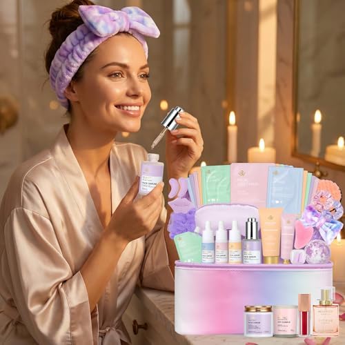 Gifts for Women, 36 Pcs Spa Gifts Basket Set for Women, Birthday Gifts, Hydrating Face Skin Care Gifts Set, Bath & Body Beauty Care Kit, Makeup Bag, Face Serum, Christmas, Anniversary, Wife, Mom - Image 5