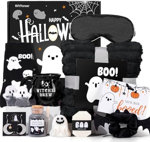 Boo Basket Gift for Women, 11Pcs Halloween Boo Basket Stuffers with Witch Brew Mug & Boo Throw Blanket, Relaxing Spa Gift Set, Unique for Teen Girls Mom Friend Sister Wife by WelcometoGiftPioneer