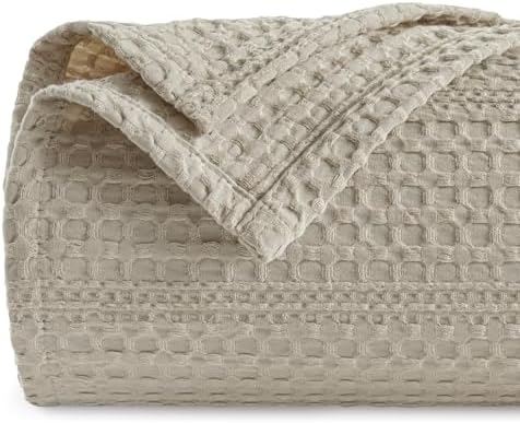 PHF Lightweight Waffle Weave Blanket King Size 104"x 90", Soft Woven Summer Blanket for Hot Sleepers - Aesthetic Home Decor for Couch Bed Sofa, Pet Friendly, Taupe by PHF
