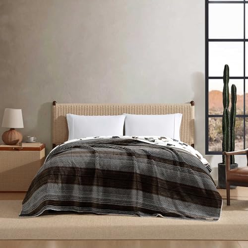 Wrangler - King Size Blanket, Soft & Reversible Bedding for Bed or Couch, Throw Blanket for Year Round Comfort, Oversized Bedding (Nash Stripe Brown) by Wrangler%C2%AE