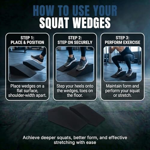 2 Pack Squat Wedge Block for Heel Elevated Squat Weightlifting Calf Stretcher Slant Board for Mobility Balance and Strength Performance - Image 6