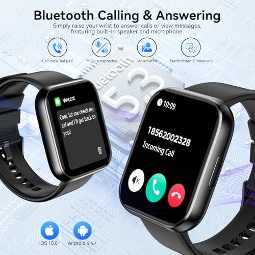 Smart Watch for Men - 1.85" HD 2026 Upgraded Fitness Tracker Bluetooth Call and Text Smartwatch with 7 Day Battery 5 ATM Waterproof Heart Rate Sleep Monitor 130+ Sport Modes for Android & iOS (Black) - Image 2