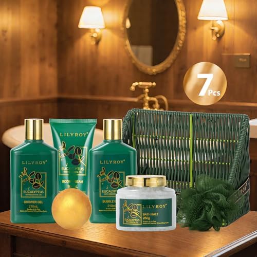 7Pcs Eucalyptus Bath Spa Gifts, Perfect Spa Gift Baskets for Women & Men - Image 4