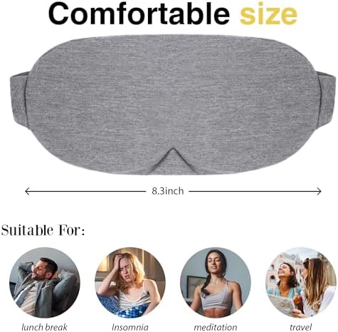 FRESHME Cotton Sleep Eye Mask - Travel Eye Mask for Sleeping Airplane Blackout Eye Covers for Long Flight Essentials Accessories, Comfortable Sleep Night Masks for Men Women Side Sleeper - Image 3